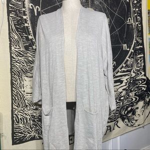 DONNI. grey pinstriped duster cardigan